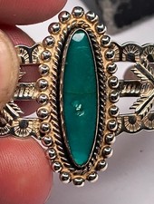 Navajo Fred Harvey Era Turquoise Stone & Sterling Silver Cuff Bracelet Signed... - Additional view 5