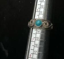 Vintage Fred Harvey Era Pettit Navajo Silver & Turquoise Ring - Size 6 - Additional view 6