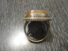RARE STONE Fred Harvey Era Vintage Navajo Sterling Silver Octagon Ring Size 8 - Additional view 3