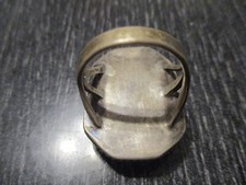 RARE STONE Fred Harvey Era Vintage Navajo Sterling Silver Octagon Ring Size 8 - Additional view 4