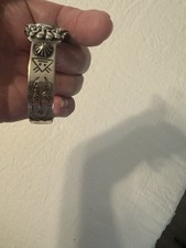FINE OLDER Vintage Navajo Sterling Silver Turquoise APPLIQUE Bracelet Jewelry - Additional view 3