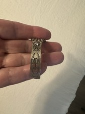 FINE OLDER Vintage Navajo Sterling Silver Turquoise APPLIQUE Bracelet Jewelry - Additional view 4