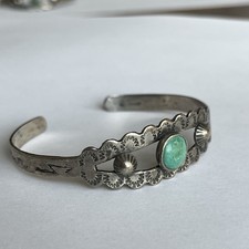 Fred Harvey Era Turquoise Lighting Snake Sterling Cuff Bracelet - Additional view 4