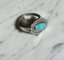 VTG Sterling Silver Jane Popovich Elongated Oval Turquoise Ring Fred Harvey Era - Additional view 8