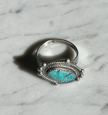 VTG Sterling Silver Jane Popovich Elongated Oval Turquoise Ring Fred Harvey Era - Additional view 10