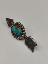Vintage Fred Harvey Sterling Turquoise Arrow Pin - Additional view 2