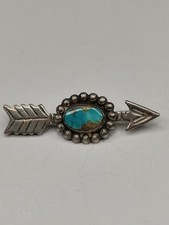Vintage Fred Harvey Sterling Turquoise Arrow Pin