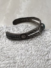 Fred Harvey Era Sterling Turquoise Child's Navajo Style Cuff Bracelet SMALL - Additional view 1