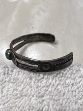Fred Harvey Era Sterling Turquoise Child's Navajo Style Cuff Bracelet SMALL - Additional view 3