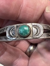 Fred Harvey Era Sterling Turquoise Child's Navajo Style Cuff Bracelet SMALL - Additional view 4