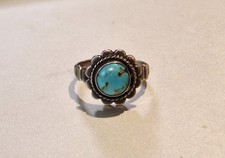 VTG Sterling Silver Fred Harvey ERA Bell Trading Post Turquoise Ring Size 6