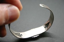 Beautiful Fred Harvey Era Native Amer. Sterling Silver Turquoise Inlay Bracelet - Additional view 1