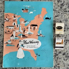 VTG 1963 Fred Harvey Restaurant Menu & 2 Matchbooks Grand Canyon Bright Lodge