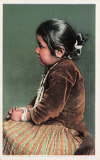 Navaho Girl by Fred Harvey Albuquerque New Mexico NM Vtg Phostint Postcard