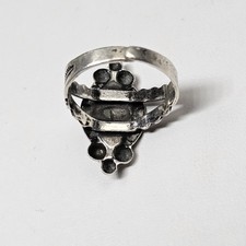 Rare Fred Harvey Era Sterling Silver Greasy Green Turquoise Ring Adjustable 925 - Additional view 3