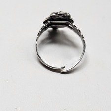 Rare Fred Harvey Era Sterling Silver Greasy Green Turquoise Ring Adjustable 925 - Additional view 4