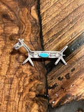Vintage 1930s Fred Harvey Era Native American Silver Turquoise Dog Horse Brooch