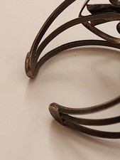 Vintage FRED HARVEY ERA Navajo BIG Turquoise Stampwork Sterling Bracelet 6 1/8