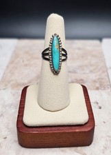 Vintage Native American Sterling Silver Turquoise Ring – Fred Harvey Era Ring - Additional view 3