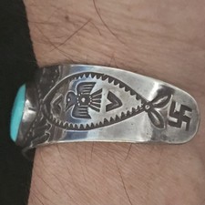 SPECTACULAR NAVAJO STERLING SILVER TURQUOISE CUFF BRACELET 38.2 GRAMS!!! - Additional view 11