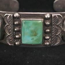 SPECTACULAR NAVAJO STERLING SILVER TURQUOISE CUFF BRACELET 38.2 GRAMS!!! - Additional view 15