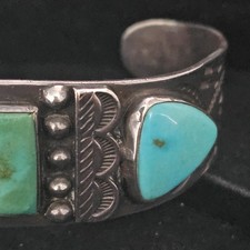 SPECTACULAR NAVAJO STERLING SILVER TURQUOISE CUFF BRACELET 38.2 GRAMS!!! - Additional view 5