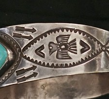 SPECTACULAR NAVAJO STERLING SILVER TURQUOISE CUFF BRACELET 38.2 GRAMS!!! - Additional view 6