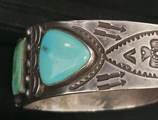 SPECTACULAR NAVAJO STERLING SILVER TURQUOISE CUFF BRACELET 38.2 GRAMS!!! - Additional view 8