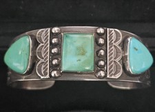 SPECTACULAR NAVAJO STERLING SILVER TURQUOISE CUFF BRACELET 38.2 GRAMS!!! - Additional view 10