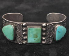 SPECTACULAR NAVAJO STERLING SILVER TURQUOISE CUFF BRACELET 38.2 GRAMS!!!