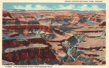 Vtg Postcard Fred Harvey Colorado River Mohave Pt. Grand Canyon Arizona Unposted