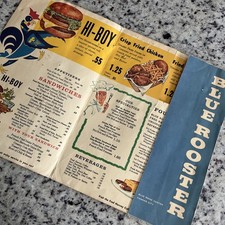 Vintage 1961 BLUE ROOSTER Diner Menu Kansas City MO Fred Harvey Blue Ridge Ctr. - Additional view 1