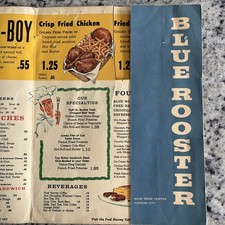 Vintage 1961 BLUE ROOSTER Diner Menu Kansas City MO Fred Harvey Blue Ridge Ctr. - Additional view 3