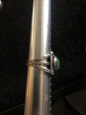 Navajo Fred Harvey Era Vintage Green Turquoise Sterling Stamped Ring Sz 4.5 - Additional view 2