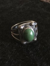 Navajo Fred Harvey Era Vintage Green Turquoise Sterling Stamped Ring Sz 4.5 - Additional view 4