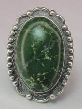 Fred Harvey Era Navajo Sterling Silver Cerrillos Turquoise SNAKE Stamped Ring s6 - Additional view 1