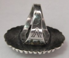 Fred Harvey Era Navajo Sterling Silver Cerrillos Turquoise SNAKE Stamped Ring s6 - Additional view 17