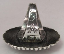 Fred Harvey Era Navajo Sterling Silver Cerrillos Turquoise SNAKE Stamped Ring s6 - Additional view 18