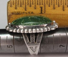 Fred Harvey Era Navajo Sterling Silver Cerrillos Turquoise SNAKE Stamped Ring s6 - Additional view 21