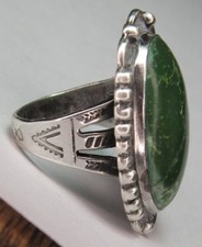 Fred Harvey Era Navajo Sterling Silver Cerrillos Turquoise SNAKE Stamped Ring s6 - Additional view 4