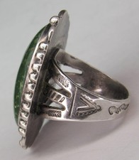 Fred Harvey Era Navajo Sterling Silver Cerrillos Turquoise SNAKE Stamped Ring s6 - Additional view 5