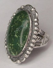 Fred Harvey Era Navajo Sterling Silver Cerrillos Turquoise SNAKE Stamped Ring s6 - Additional view 6