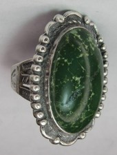 Fred Harvey Era Navajo Sterling Silver Cerrillos Turquoise SNAKE Stamped Ring s6 - Additional view 7