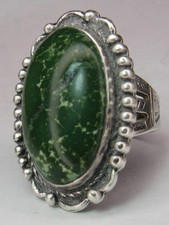 Fred Harvey Era Navajo Sterling Silver Cerrillos Turquoise SNAKE Stamped Ring s6 - Additional view 8
