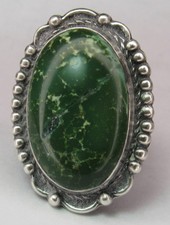 Fred Harvey Era Navajo Sterling Silver Cerrillos Turquoise SNAKE Stamped Ring s6 - Additional view 9
