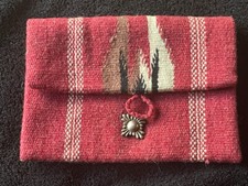 Fred Harvey Vintage El Grandee Woolen Clutch w/Sterling Los Castillo Zia Button
