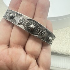 VTG Sterling 925 Fred Harvey Era Navajo Cuff Bracelet Stamped Concho Design - Additional view 10