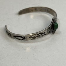 FRED HARVEY ERA LADIES WRIST NAVAJO INDIAN SILVER TURQUOISE CUFF BRACELET 5.5” - Additional view 2
