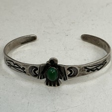 FRED HARVEY ERA LADIES WRIST NAVAJO INDIAN SILVER TURQUOISE CUFF BRACELET 5.5”