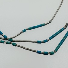 VTG 925 Sterling Silver Fred Harvey Era Trio Turquoise Pin/Necklace Green Stone - Additional view 3